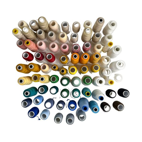79 Spools of Serger Thread White Blue Yellow Beige YLI Sure Lock - Picture 2 of 6